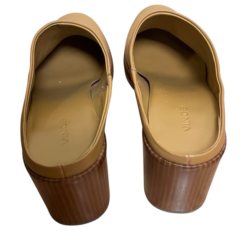 Vince Navina Leather Platform Clogs Tan Brown Block Heel Mule Minimalist — 9.5 - Picture 7 of 16